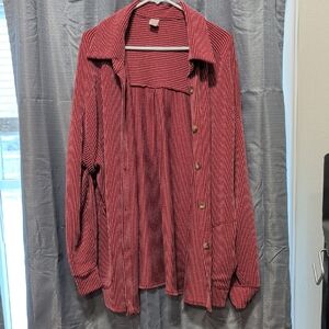 7th Ray Red Striped Women's Top